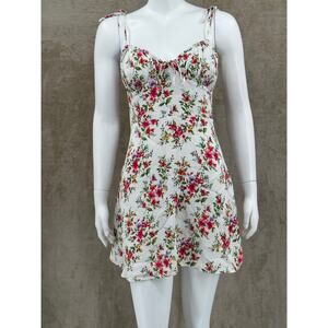 Forever 21 Dress Women Large White Floral Mini Babydoll Spring Boho Y2K Coquette